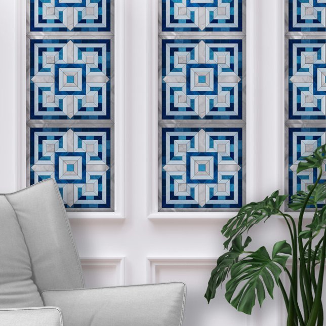 Greek Key Mosaic - Blue Marble and Pearl Wallpaper (Creator Uploaded)