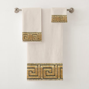 Greek Key of Life Meander (Special Beige) Bath Towel Set