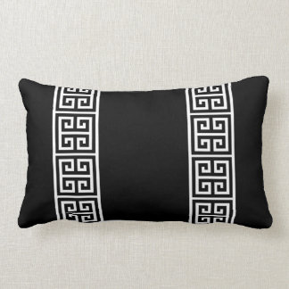 Greek Key on Black Lumbar Cushion
