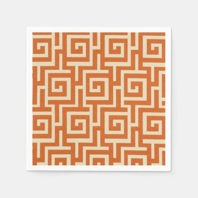 Greek Key Orange Napkin (Front)