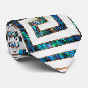 Greek Key Ornament -Abalone and gold Tie