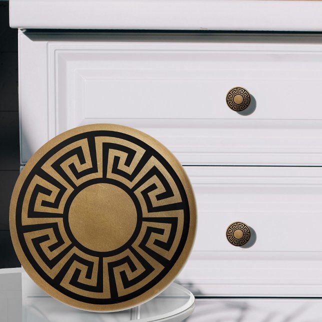 Greek Key Ornament - Black and Gold Ceramic Knob (Creator Uploaded)