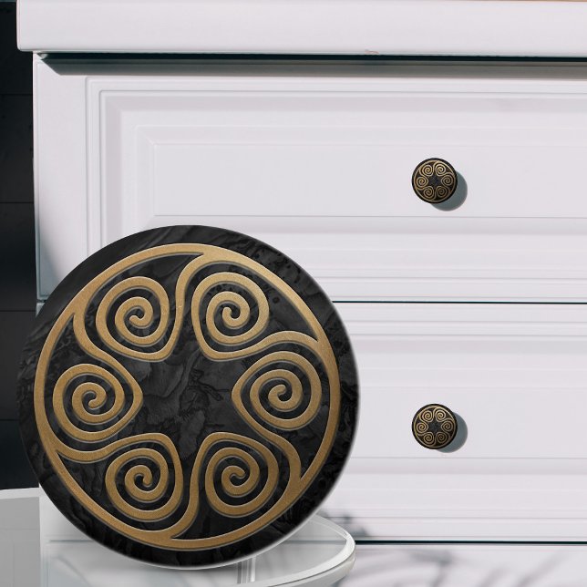 Greek Key Ornament - Black and Gold Ceramic Knob (Creator Uploaded)