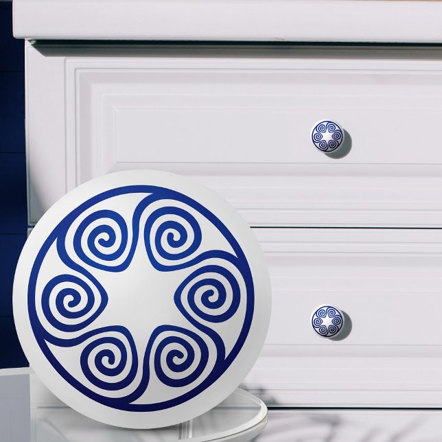 Greek Key Ornament - Blue and white Ceramic Knob (Creator Uploaded)