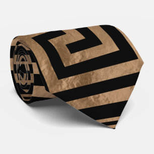 Greek Key Ornament - Greek Meander -Gold on Black Tie