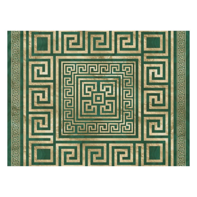 Greek Key Ornament - Greek Meander - Malachite Gre Tablecloth (Front (Horizontal))