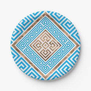 Greek Key Ornament - Greek Meander -Rhombus #1 Paper Plate