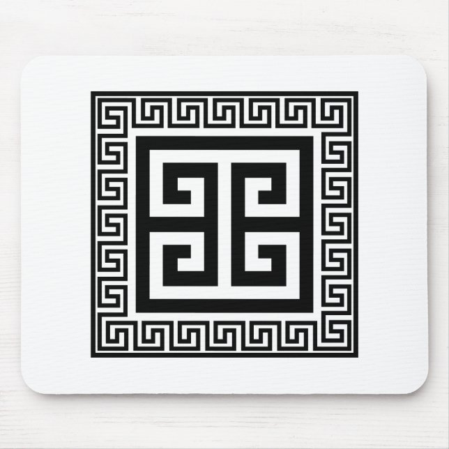 Greek Key Pattern Black Design Mouse Pad (Front)