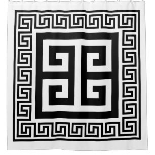 Greek Key Pattern Black Design Shower Curtain