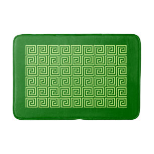 Greek Key Pattern, Emerald Green and Lime Bath Mat
