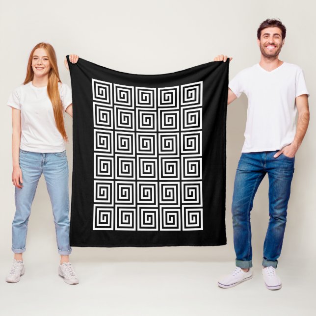 Greek Key Pattern Fleece Blanket (In Situ)