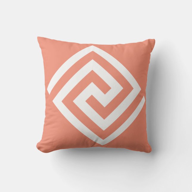 Greek Key Pattern Orange White Gift Trendy 2025 Cushion (Front)