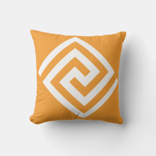 Greek Key Pattern Orange White Modern Gift 2025 Cushion