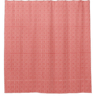 Greek Key Pattern, Shades of Coral Pink Shower Curtain