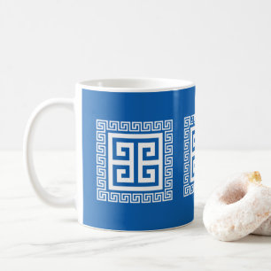 Greek Key Pattern White And Blue Design Coffee Mug