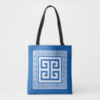 Greek Key Pattern White And Blue Design