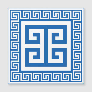 Greek Key Pattern White And Blue Magnetic Card