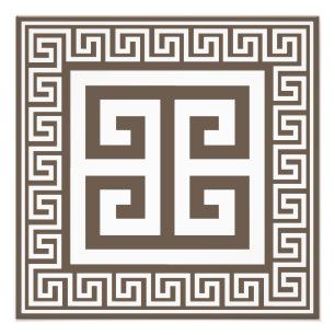 Greek Key Pattern White And Brown Design Photo Print