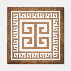 Greek Key Pattern White Design Magnet