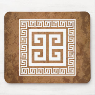 Greek Key Pattern White Design Mouse Pad