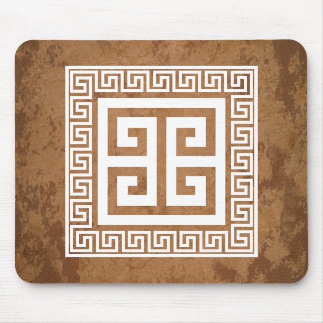 Greek Key Pattern White Design Mouse Pad (Front)