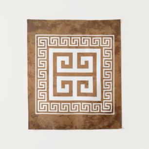 Greek Key Pattern White Design Tapestry