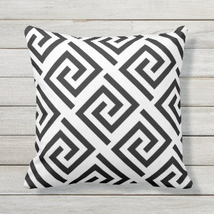 Greek Key Patterns Black White Custom Colour Class Cushion