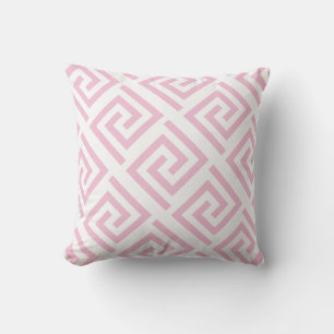 Greek Key Patterns Blush Pink White Custom Color Cushion