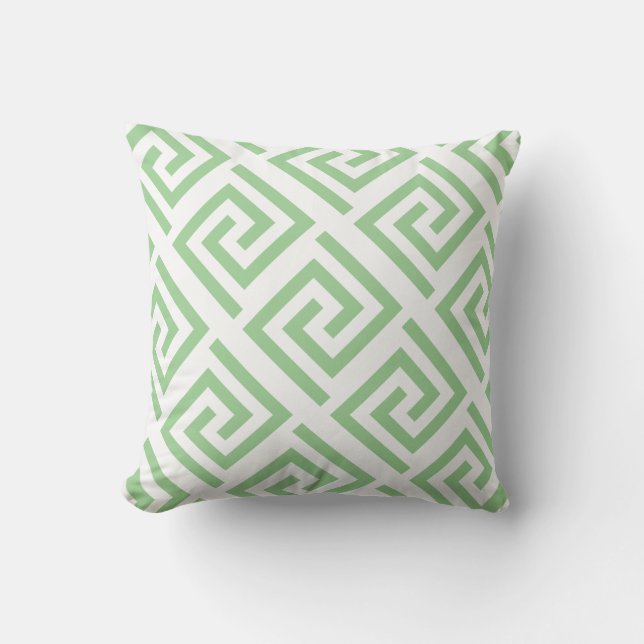 Greek Key Patterns White Sage Green Custom Classy Cushion (Front)