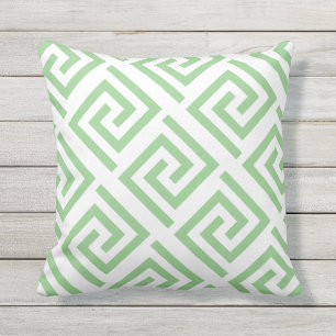 Greek Key Patterns White Sage Green Custom Classy Cushion