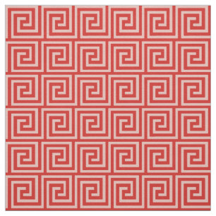 Greek Key, shades of coral pink Fabric