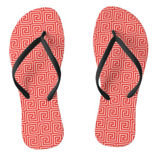 Greek Key, shades of coral pink Thongs