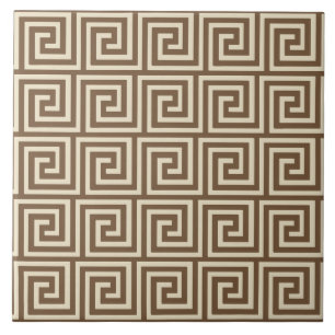 Greek Key, shades of taupe tan Ceramic Tile