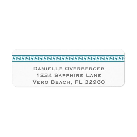 Greek Key Teal Return Address Labels