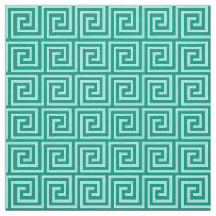 Greek Key, turquoise and aqua Fabric