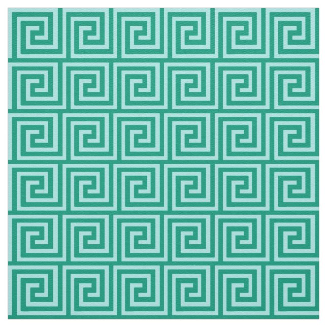 Greek Key, turquoise and aqua Fabric (Swatch)