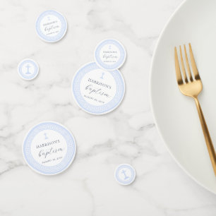 Greek Key White Blue Baptism Confetti