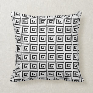 Greek Key White Cushion