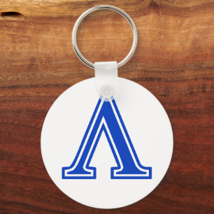 Greek Letter Lambda Blue Monogram Initial Key Ring