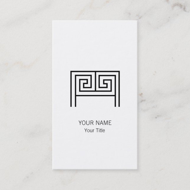 GREEK LETTER M MONOGRAM WHITE BUSINESS CARD (Front)