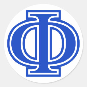 Greek Letter Phi Blue Monogram Initial Classic Round Sticker