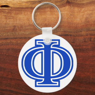 Greek Letter Phi Blue Monogram Initial Key Ring