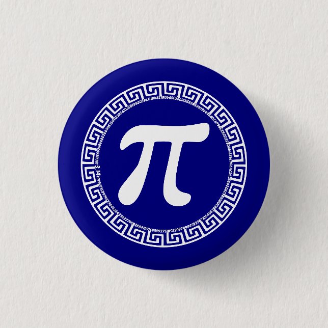 Greek letter "Pi' (3.14) within a meander pattern 3 Cm Round Badge (Front)