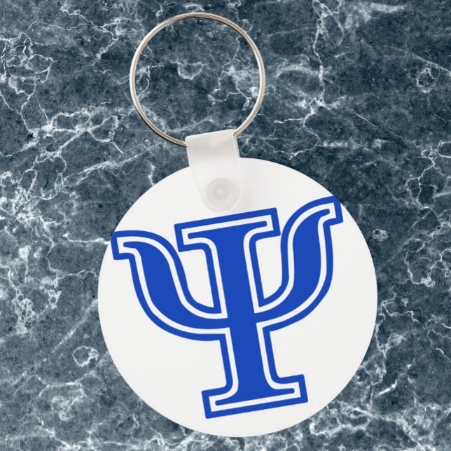 Greek Letter Psi Blue Monogram Initial Key Ring (Creator Uploaded)