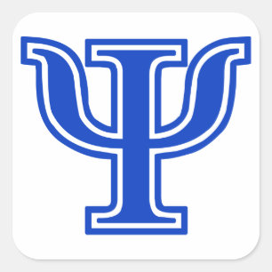 Greek Letter Psi Blue Monogram Initial Square Sticker