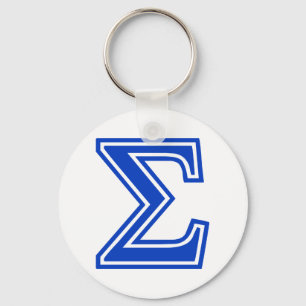 Greek Letter Sigma Blue Monogram Initial Key Ring