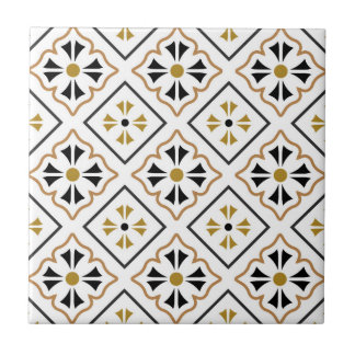 greek little black gold flowers tiles