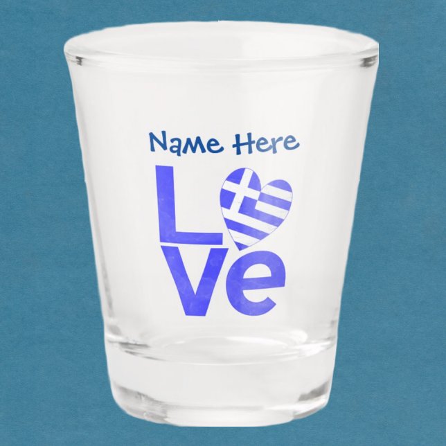 Greek Love Flag in Blue Personalised  Shot Glass (Creator Uploaded)