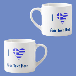 Greek Love Heart Flag Blue Personalisation Espresso Cup