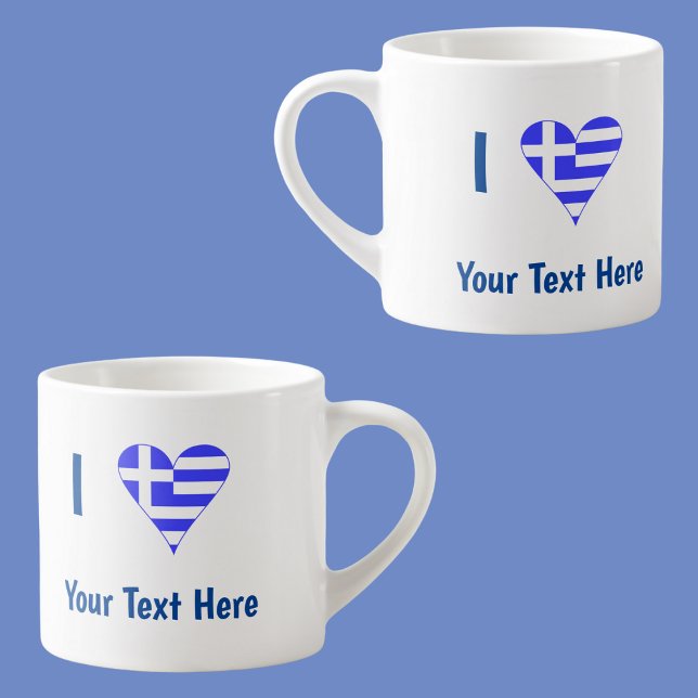 Greek Love Heart Flag Blue Personalisation  Espresso Cup (Creator Uploaded)